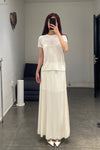 SWAYING 24 Early Autumn Silk Round Neck Short Sleeve Top T-shirt SW-SW24PF1T21-BAI White 820682343252
